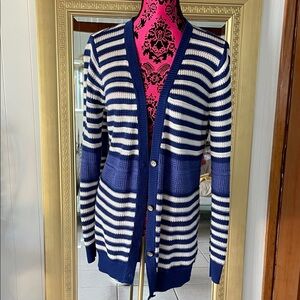 Matix Blue and White Striped Cardigan